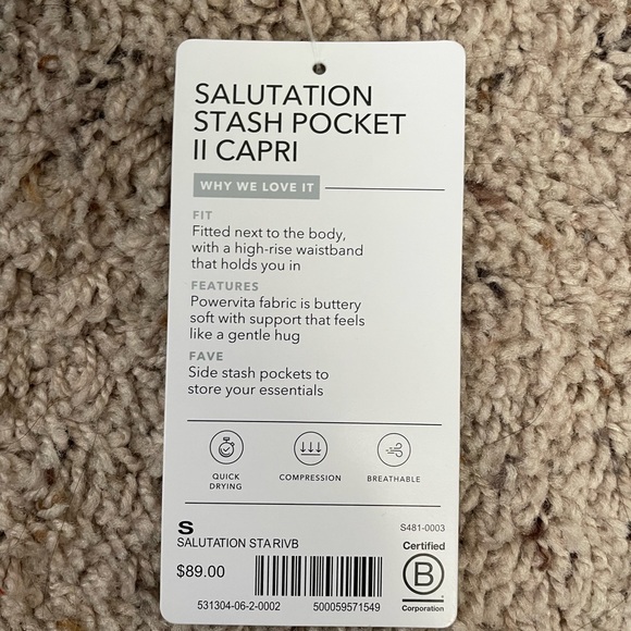 NEW Athleta salutation stash pocket II capri - Picture 8 of 11